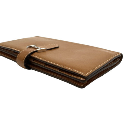 HERMES HERMES B?arn soufflet Bearn soufflet Wallet Long Wallet Long Wallet Tadelacto Gold Brown Silver Metal Fittings