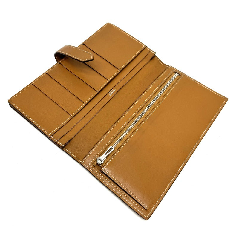 HERMES HERMES B?arn soufflet Bearn soufflet Wallet Long Wallet Long Wallet Tadelacto Gold Brown Silver Metal Fittings