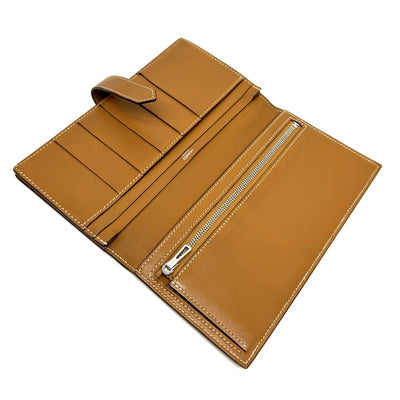 HERMES HERMES B?arn soufflet Bearn soufflet Wallet Long Wallet Long Wallet Tadelacto Gold Brown Silver Metal Fittings