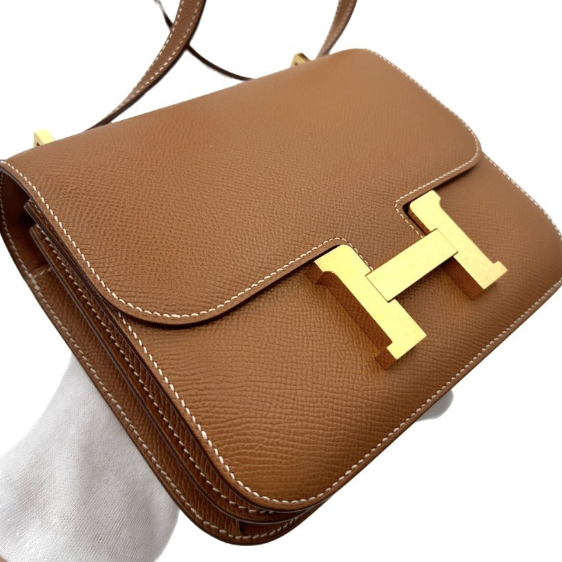 エルメス HERMES コンスタンス3 ミニ18 コンスタンス 3 ミニ 18 バッグ ショルダーバッグ エプソン ゴールド ブラウン 茶 ゴールド金具 ヴォーエプソン