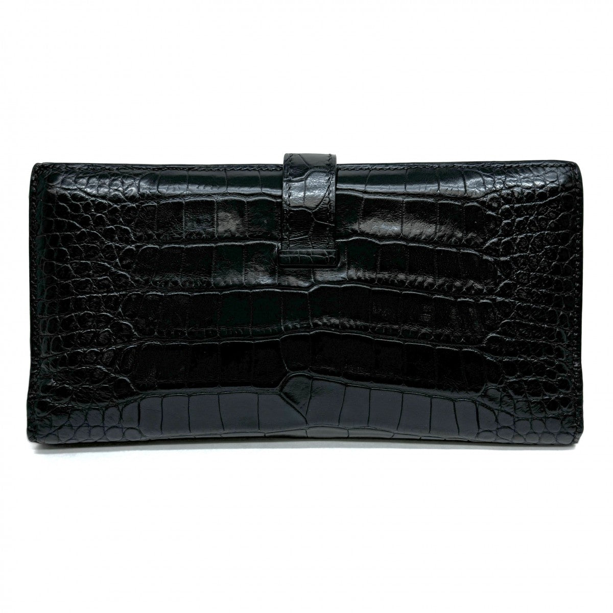 HERMES HERMES Bearn classique Bearn classic Wallet Long Wallet Long Wallet Alligator Crocodile Noir Black Gold Metal Exotic