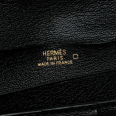 HERMES HERMES Bearn classique Bearn classic Wallet Long Wallet Long Wallet Alligator Crocodile Noir Black Gold Metal Exotic