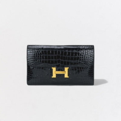 HERMES 爱马仕 Constance long verso Constance long 钱包 长款钱包 长款钱包 鳄鱼皮 Bluebaltique 海军蓝 海军蓝 金色五金配件 异域风情