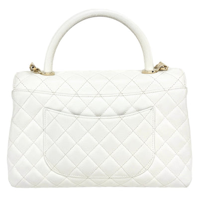 CHANEL CHANEL Coco handle Matelass? Bag, Tote Bag, Shoulder Bag, Caviar Skin, White, White, Gold Hardware, Top Handle, Chain Shoulder Bag, 2way, Coco Mark, Turn Lock