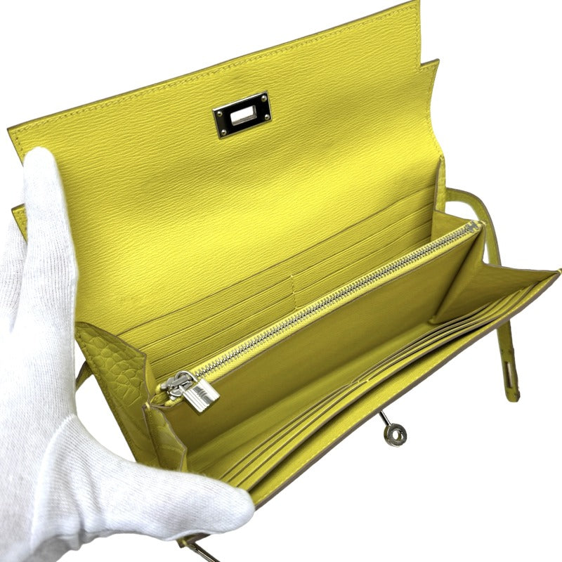 セール，大得価 エルメス HERMES イエロー ケリーウォレット ロング