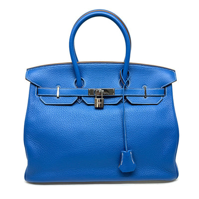 HERMES 헤르메스 Birkin 35 Birkin 35 토트 백 토리 온 클레멘스 블루 실버 하드웨어 Bicolor