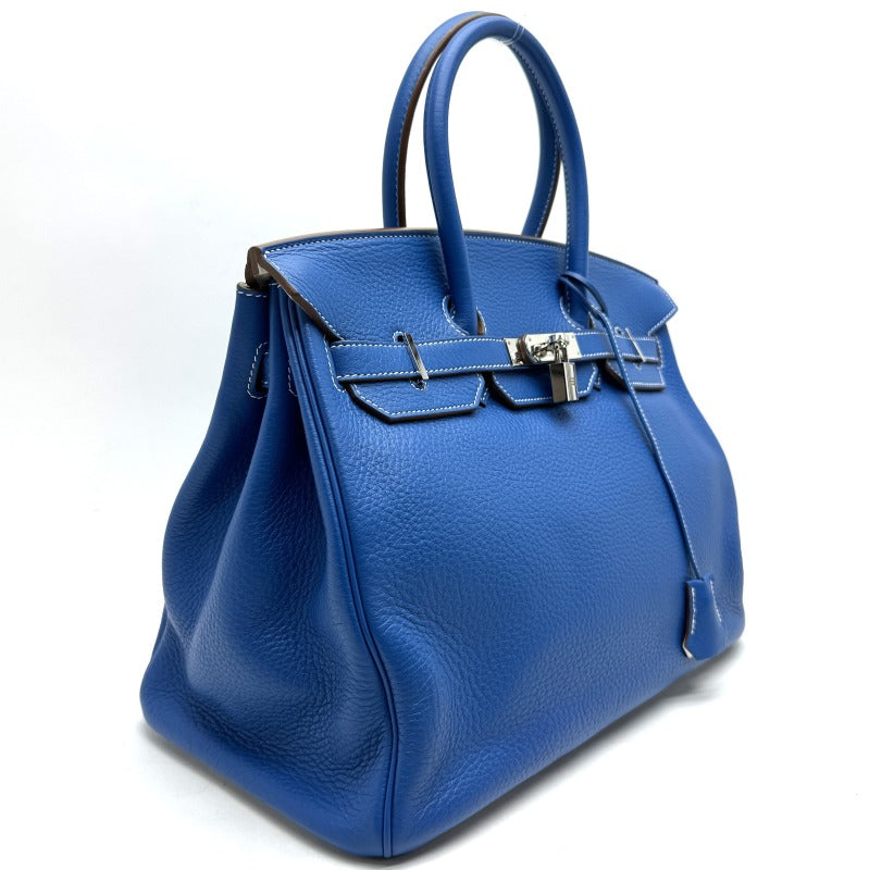 HERMES 爱马仕 Birkin 35 Birkin 35 手提袋Toryon Clemence Blue Silver Hardware Bicolor