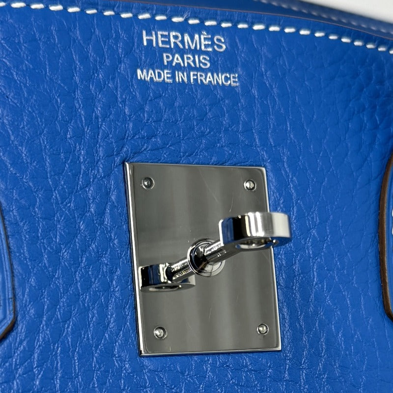 HERMES 爱马仕 Birkin 35 Birkin 35 手提袋Toryon Clemence Blue Silver Hardware Bicolor