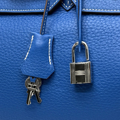 HERMES 爱马仕 Birkin 35 Birkin 35 手提袋Toryon Clemence Blue Silver Hardware Bicolor