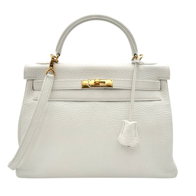 HERMES HERMES Kelly 32 Kelly 32 interior stitch Bag, Tote bag, Shoulder bag, Toryon Clemence, White, White, Gold hardware