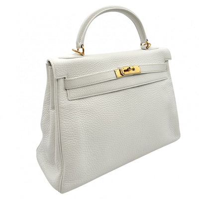 HERMES 헤르메스 Kelly 32 Kelly 32 interior stitch 가방, 토트 백, 숄더백, 토리 온 클레멘스, 흰색, 흰색, 금 하드웨어