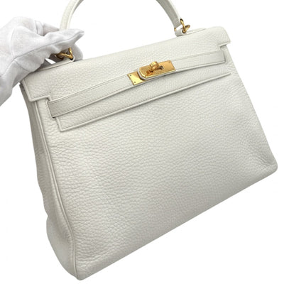 HERMES HERMES Kelly 32 Kelly 32 interior stitch Bag, Tote bag, Shoulder bag, Toryon Clemence, White, White, Gold hardware