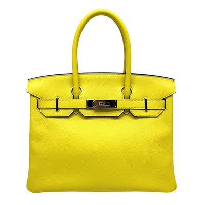 HERMES 헤르메스 Birkin 30 verso Birkin 30 가방, 토트 가방, 에버 컬러, 라임, 터티 에르 그레이, 노란색, 회색, 노란색, 은색 피팅, 에버 컬러