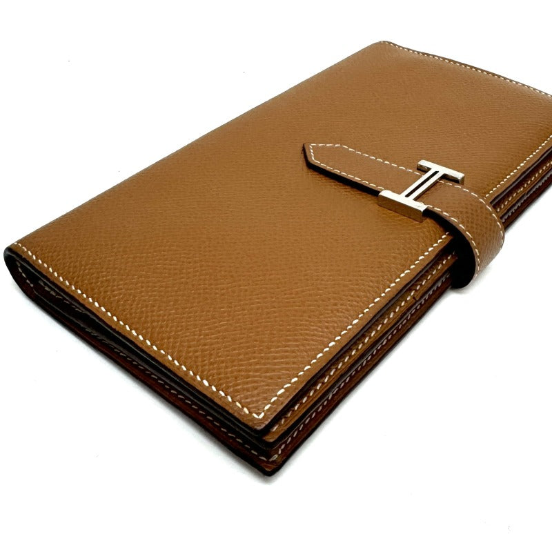 HERMES HERMES B?arn soufflet Bearn soufflet Wallet Long Wallet Epson Gold Brown Silver Metal Fittings Vaugh Epson