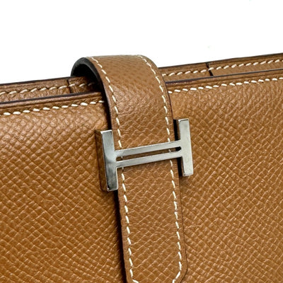 HERMES HERMES B?arn soufflet Bearn soufflet Wallet Long Wallet Epson Gold Brown Silver Metal Fittings Vaugh Epson