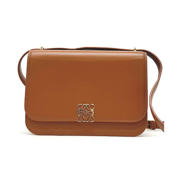 LOEWE LOEWE Goya anagram Goya Bag Shoulder Bag Silk Calfskin Brown Brown Gold Metalware