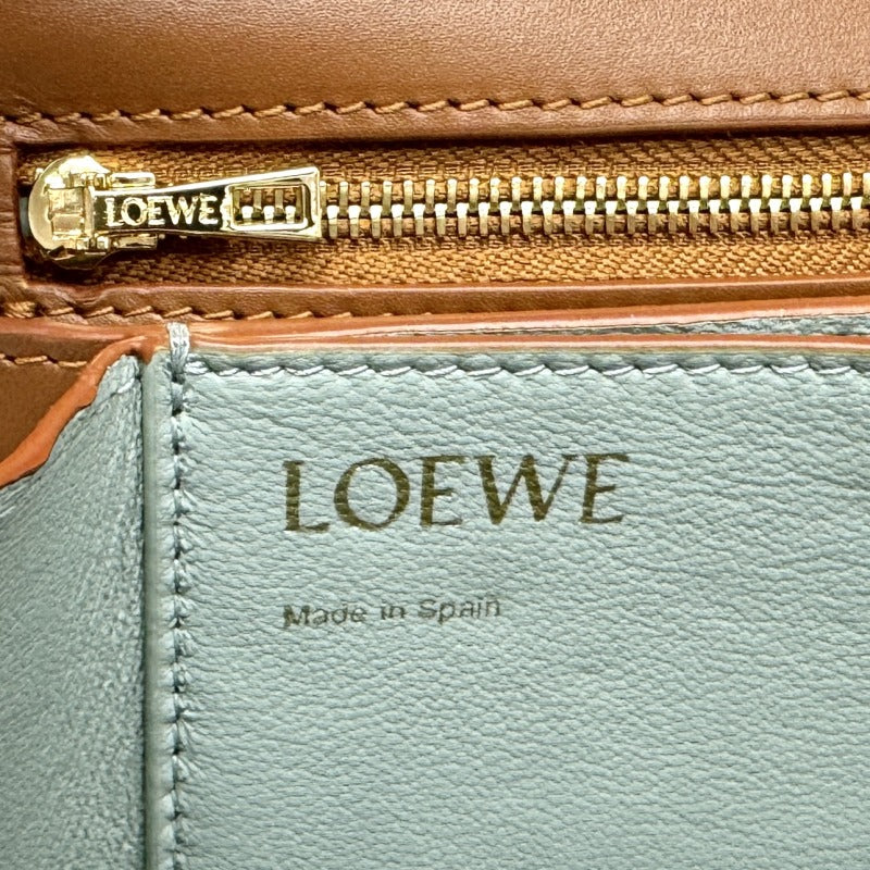 LOEWE LOEWE Goya anagram Goya Bag Shoulder Bag Silk Calfskin Brown Brown Gold Metalware