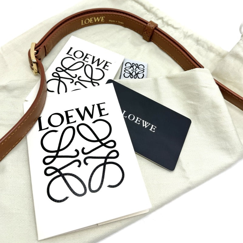 LOEWE LOEWE Goya anagram Goya Bag Shoulder Bag Silk Calfskin Brown Brown Gold Metalware