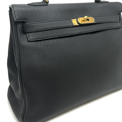 HERMES 헤르메스 Kelly 35 Kelly 35 가방, 토트 백, 숄더백, 토고, 누아르, 검은 색, 금 피팅