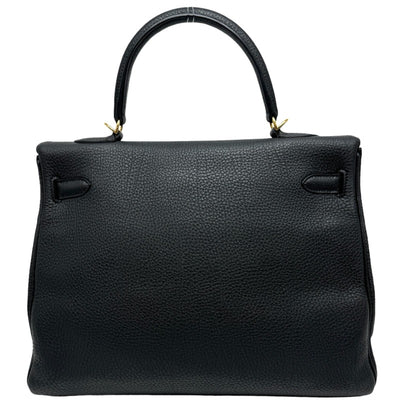 HERMES 헤르메스 Kelly 35 Kelly 35 가방, 토트 백, 숄더백, 토고, 누아르, 검은 색, 금 피팅