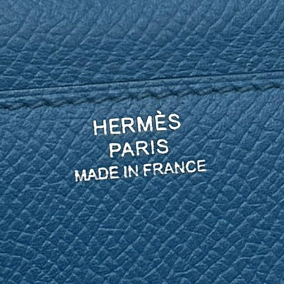 エルメス HERMES コンスタンスロング コンスタンス ロング 財布 長財布 ロングウォレット エプソン ブルーイズミール ブルー 青 シルバー金具 ヴォーエプソン