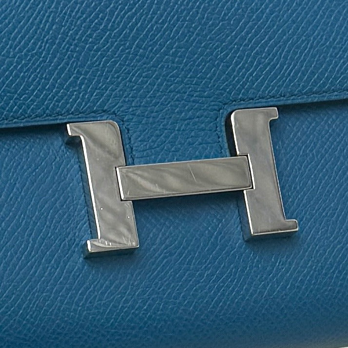 HERMES HERMES Constance long Constance long Wallet Long Wallet Epson Bluis Meal Blue Silver Metal Fittings Vo Epson