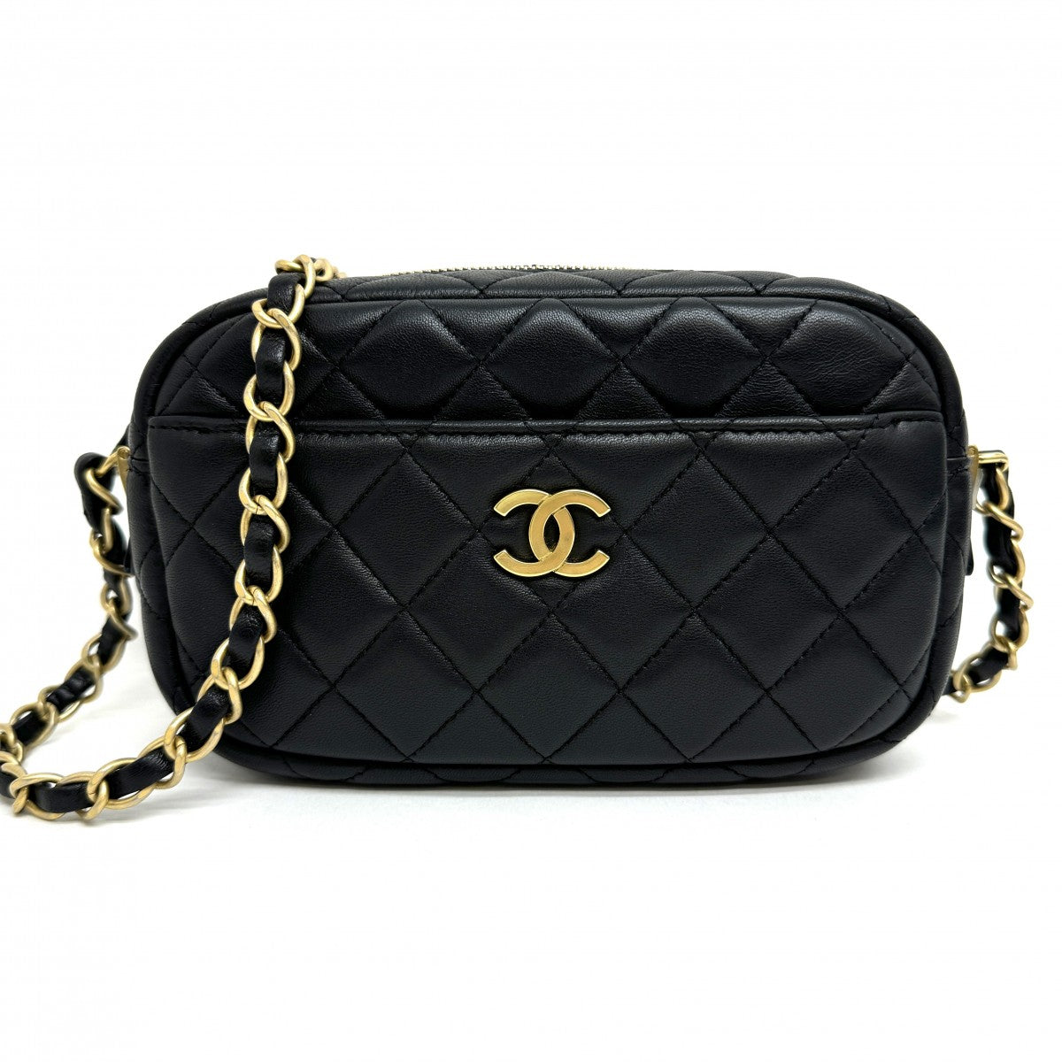 CHANEL CHANEL Matelass? Mini matelasse Mini mat Matelasse 18 Bag Shoulder Bag Lambskin Black Gold Hardware Chain Shoulder Bag Coco Mark