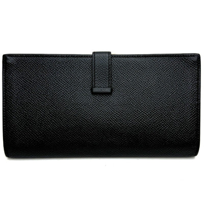 HERMES HERMES B?arn soufflet Bearn soufflet Wallet Long Wallet Epson Noir Black Silver Vaugh Epson