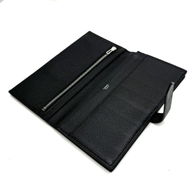 HERMES HERMES B?arn soufflet Bearn soufflet Wallet Long Wallet Epson Noir Black Silver Vaugh Epson