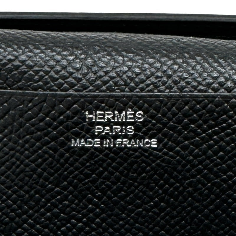 HERMES HERMES B?arn soufflet Bearn soufflet Wallet Long Wallet Epson Noir Black Silver Vaugh Epson