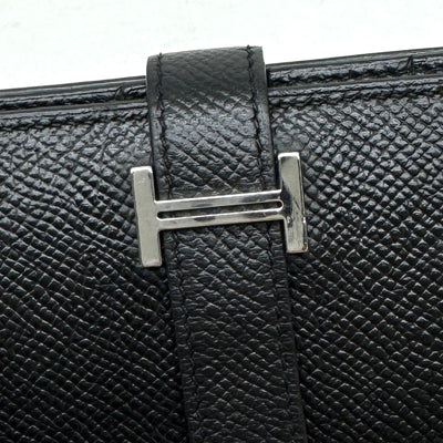 HERMES HERMES B?arn soufflet Bearn soufflet Wallet Long Wallet Epson Noir Black Silver Vaugh Epson