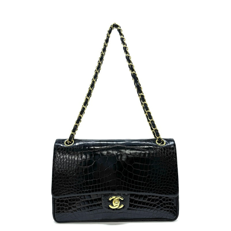 CHANEL 샤넬 Matelasse 25 Double flap w 플랩 Double chain W chain 가방 숄더백 악어 블랙 골드 메탈