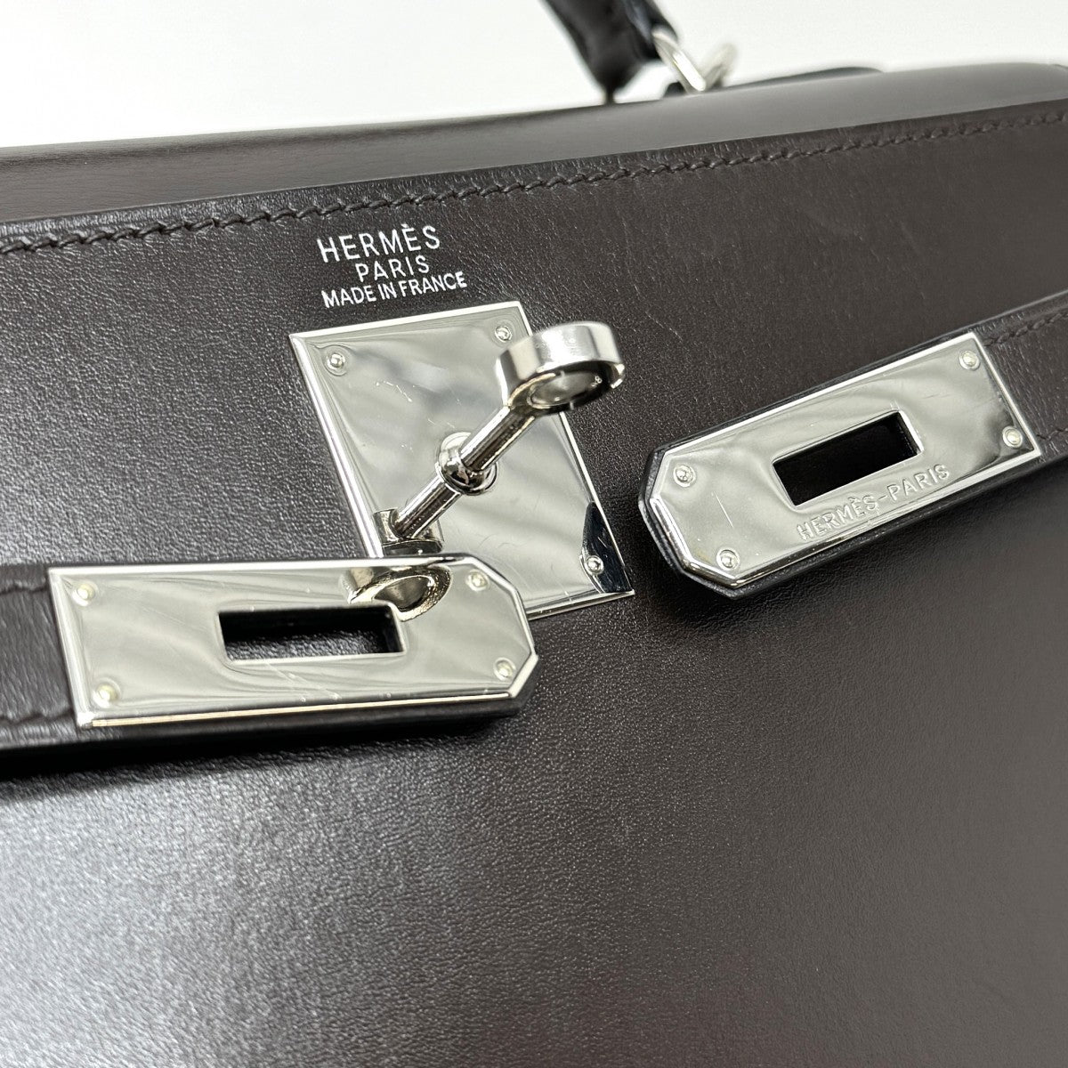 エルメス HERMES ケリー32 ケリー 32 バッグ トートバッグ ボックスカーフ ブラウン 茶 シルバー金具 V字金具 新型金具