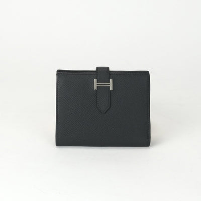 HERMES 爱马仕 Bearn compact Bearn compact 钱包，比福尔德钱包，迷你钱包，迷你钱包，爱普生黑色，黑色，银色配件，沃伊·艾普森（Vaugh Epson）
