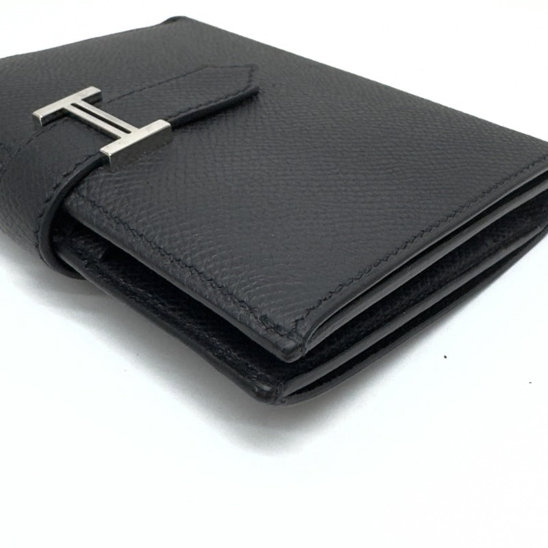 HERMES 爱马仕 Bearn compact Bearn compact 钱包，比福尔德钱包，迷你钱包，迷你钱包，爱普生黑色，黑色，银色配件，沃伊·艾普森（Vaugh Epson）