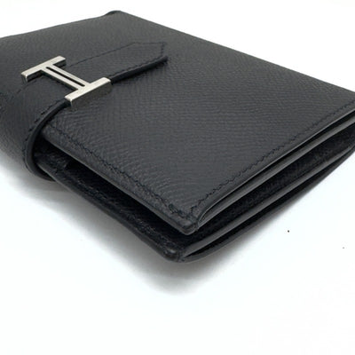 HERMES 爱马仕 Bearn compact Bearn compact 钱包，比福尔德钱包，迷你钱包，迷你钱包，爱普生黑色，黑色，银色配件，沃伊·艾普森（Vaugh Epson）
