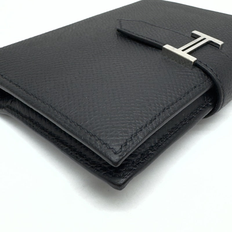 HERMES 爱马仕 Bearn compact Bearn compact 钱包，比福尔德钱包，迷你钱包，迷你钱包，爱普生黑色，黑色，银色配件，沃伊·艾普森（Vaugh Epson）