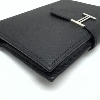 HERMES 爱马仕 Bearn compact Bearn compact 钱包，比福尔德钱包，迷你钱包，迷你钱包，爱普生黑色，黑色，银色配件，沃伊·艾普森（Vaugh Epson）