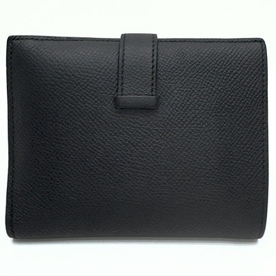 HERMES 爱马仕 Bearn compact Bearn compact 钱包，比福尔德钱包，迷你钱包，迷你钱包，爱普生黑色，黑色，银色配件，沃伊·艾普森（Vaugh Epson）