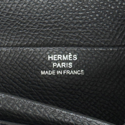 エルメス HERMES ベアンコンパクト ベアン コンパクト 財布 二つ折り財布 ミニ財布 ミニウォレット エプソン ノワール ブラック 黒 シルバー金具 ヴォーエプソン