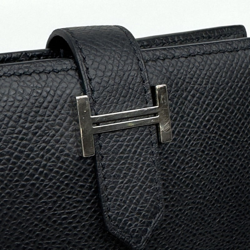 HERMES 爱马仕 Bearn compact Bearn compact 钱包，比福尔德钱包，迷你钱包，迷你钱包，爱普生黑色，黑色，银色配件，沃伊·艾普森（Vaugh Epson）