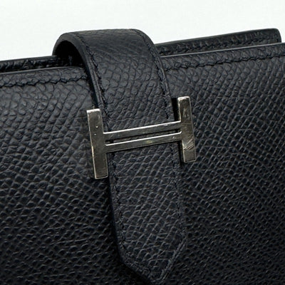 HERMES HERMES Bearn compact Bearn compact Wallet, Bifold Wallet, Mini Wallet, Mini Wallet, Epson, Noir, Black, Silver Fittings, Vaugh Epson