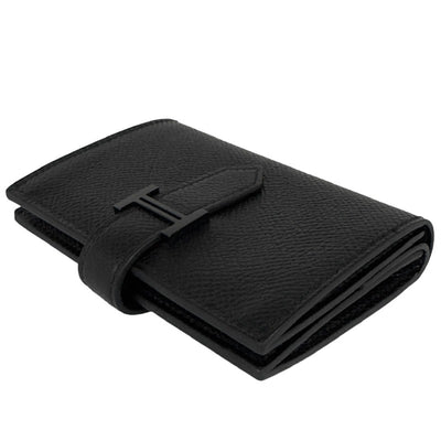 HERMES HERMES Bearn mini Bearn mini Monochrome Wallet, Bifold Wallet, Mini Wallet, Mini Wallet, Epson, Saw Black, Black, Black, Black Metal Fittings, Vo Epson Card Case, Card Holder, Compact Wallet