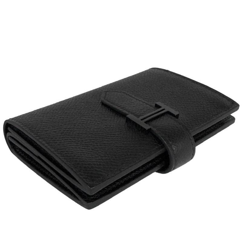 HERMES HERMES Bearn mini Bearn mini Monochrome Wallet, Bifold Wallet, Mini Wallet, Mini Wallet, Epson, Saw Black, Black, Black, Black Metal Fittings, Vo Epson Card Case, Card Holder, Compact Wallet