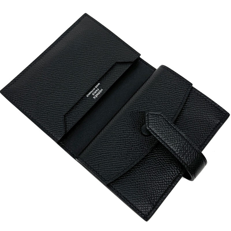 HERMES HERMES Bearn mini Bearn mini Monochrome Wallet, Bifold Wallet, Mini Wallet, Mini Wallet, Epson, Saw Black, Black, Black, Black Metal Fittings, Vo Epson Card Case, Card Holder, Compact Wallet