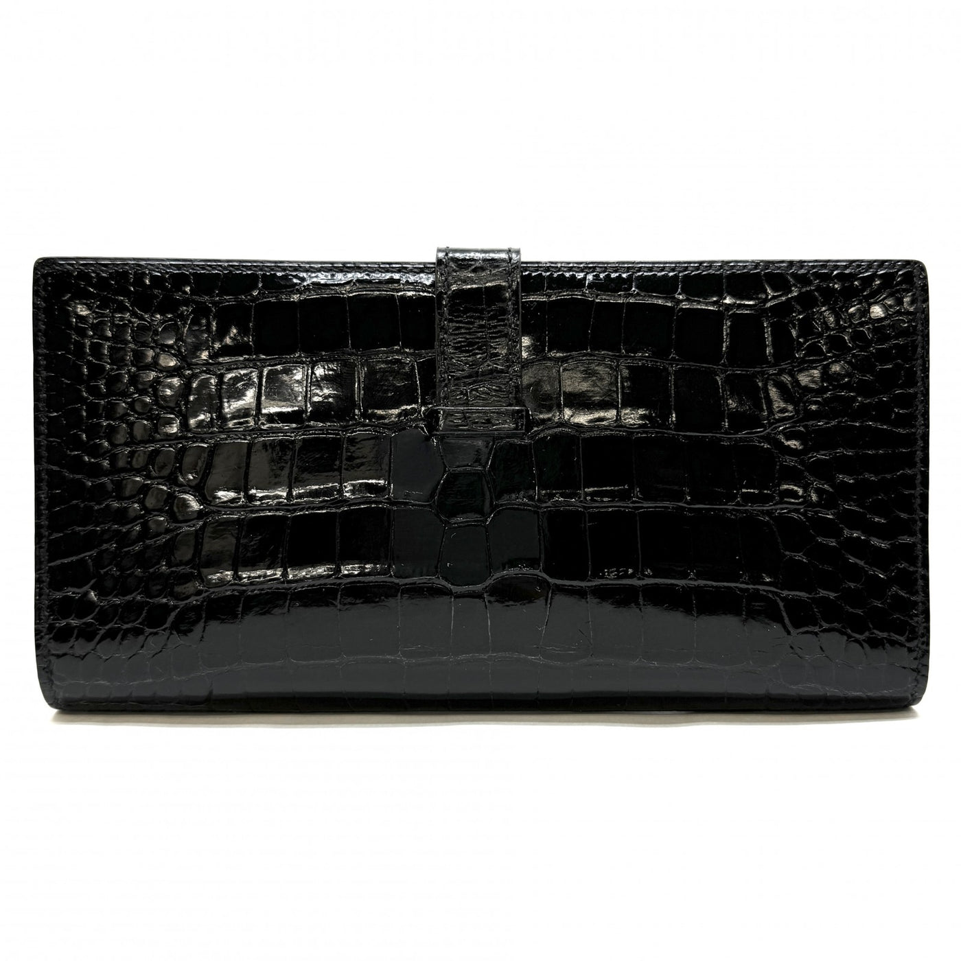 HERMES HERMES Bearn classique Bearn Wallet Long Wallet Long Wallet Alligator Crocodile Noir Black Gold Metal Exotic