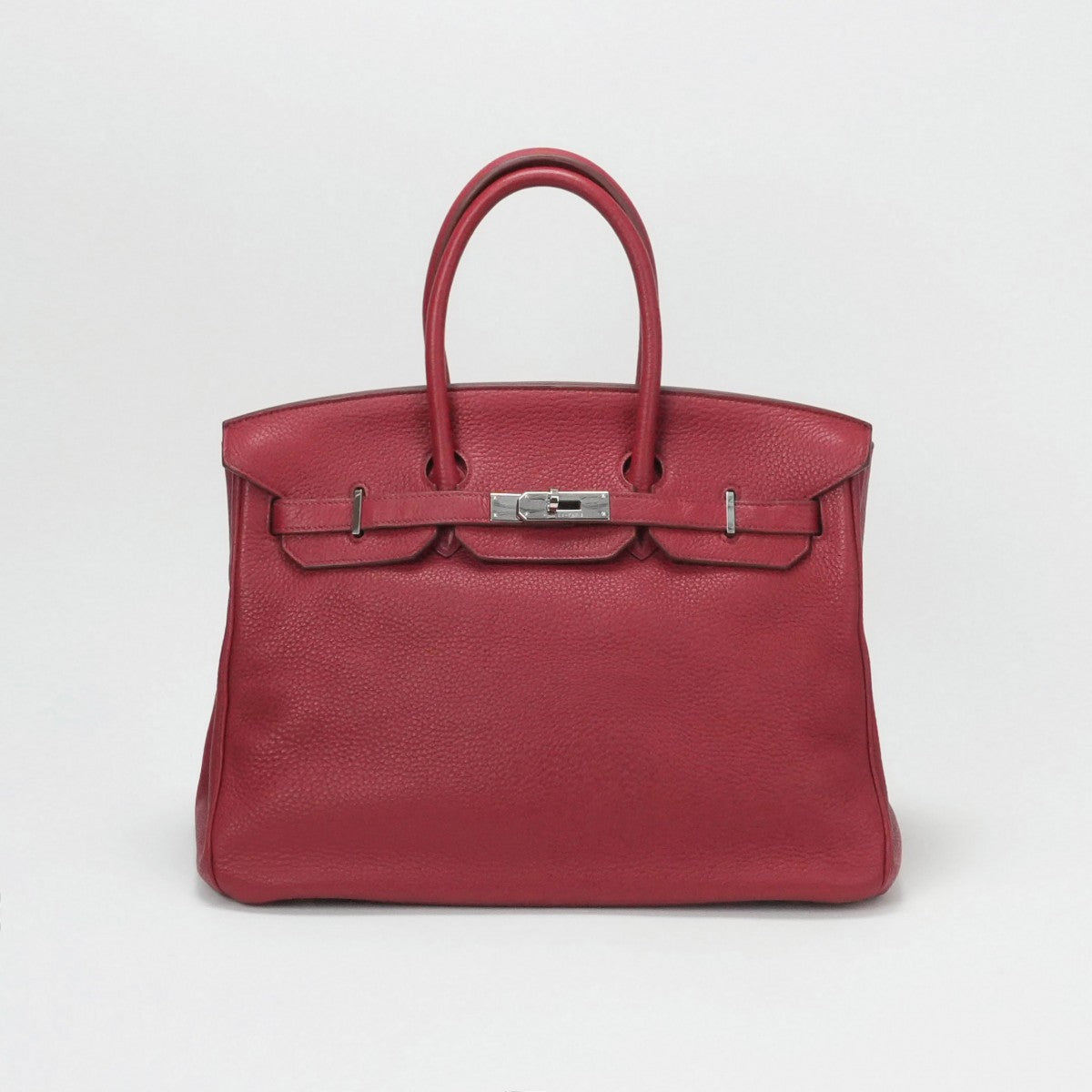 HERMES 爱马仕 Birkin 35 Birkin 35 手提袋Torillon Clemence Rouge Casack Casack红色银色金属配件