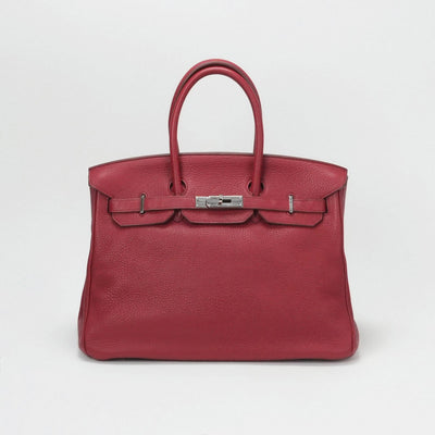 HERMES 爱马仕 Birkin 35 Birkin 35 手提袋Torillon Clemence Rouge Casack Casack红色银色金属配件