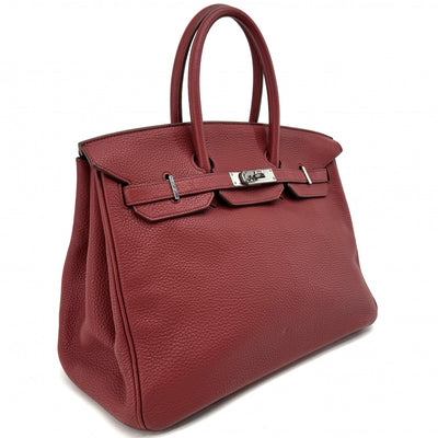 HERMES 爱马仕 Birkin 35 Birkin 35 手提袋Torillon Clemence Rouge Casack Casack红色银色金属配件