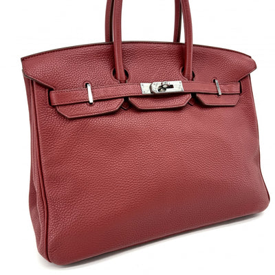 HERMES 爱马仕 Birkin 35 Birkin 35 手提袋Torillon Clemence Rouge Casack Casack红色银色金属配件